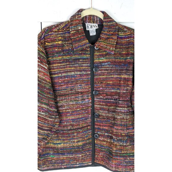 Keren Hart striped cotton rag rug style jacket medium - Picture 3 of 5